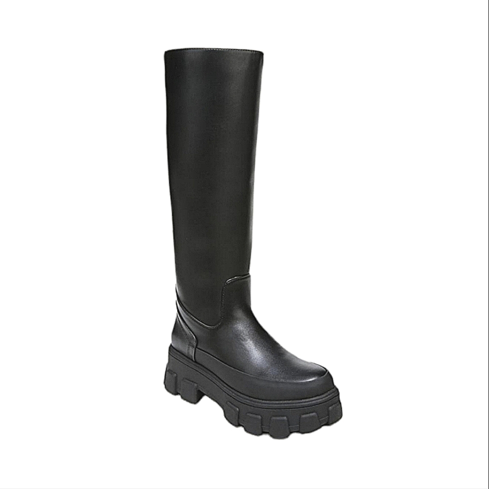 CIRCUS BY SAM EDELMAN Dollie Faux Leather Chunky Black Platform Knee High Boots